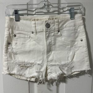 American Eagle Hi-Rise Shortie White Denim Shorts